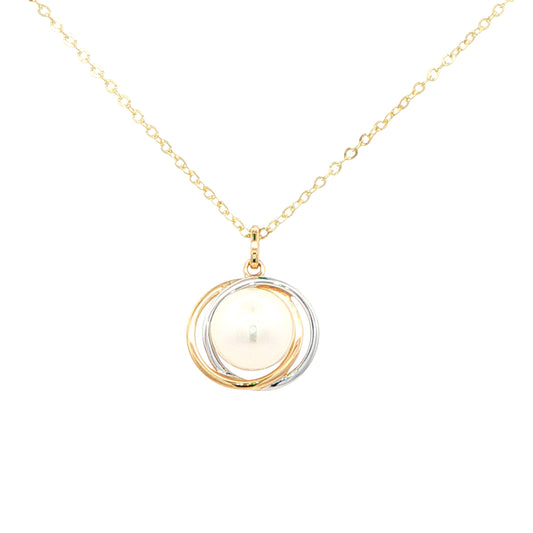 Yellow and White Gold Pearl Swirl Pendant