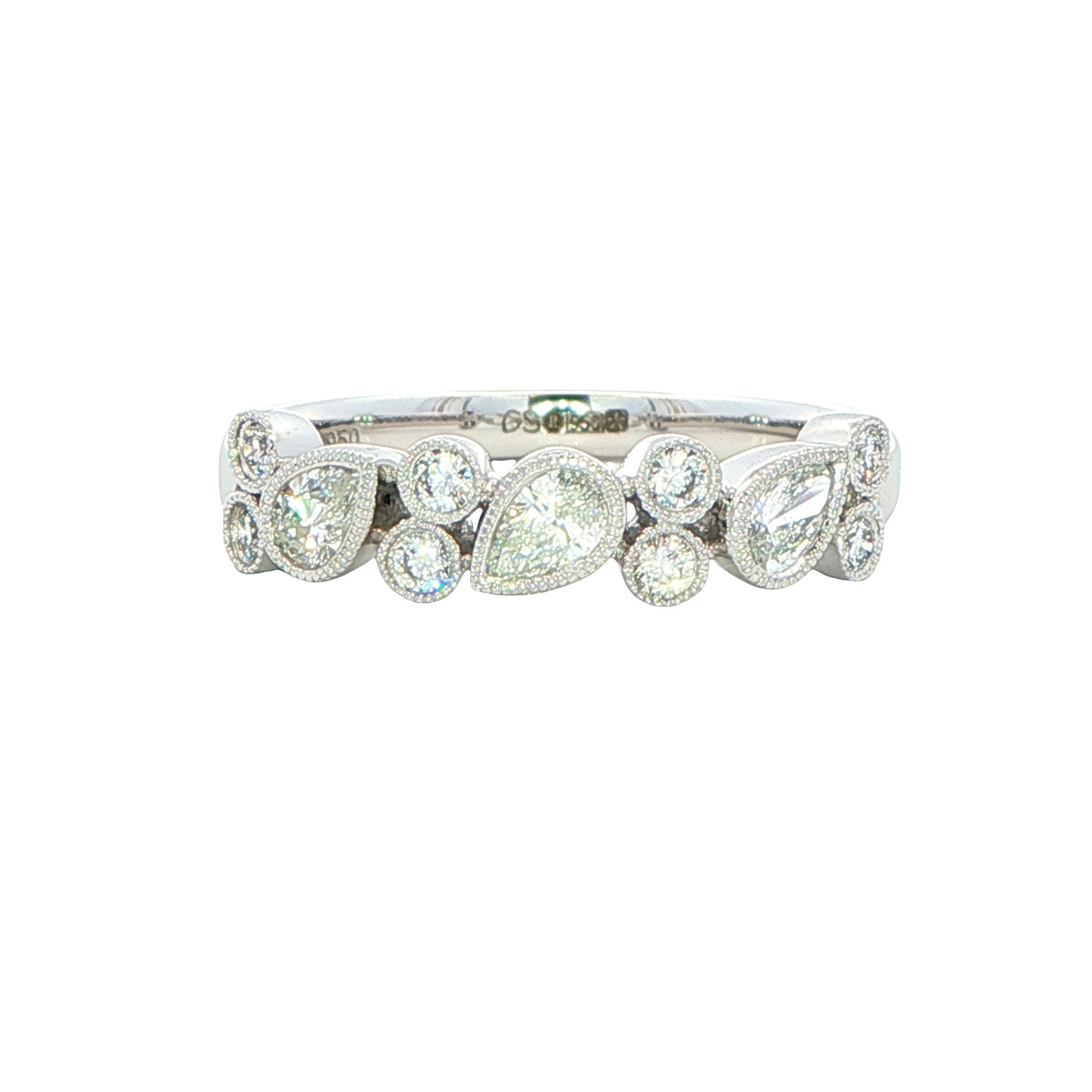 Pear and Round Brilliant Cut Diamond Eternity Ring - 0.48cts