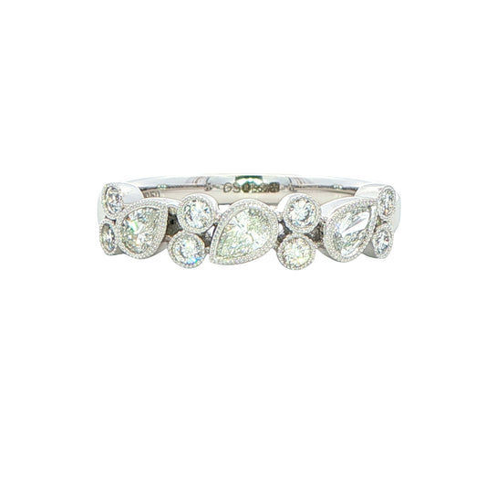 Pear and Round Brilliant Cut Diamond Eternity Ring - 0.48cts