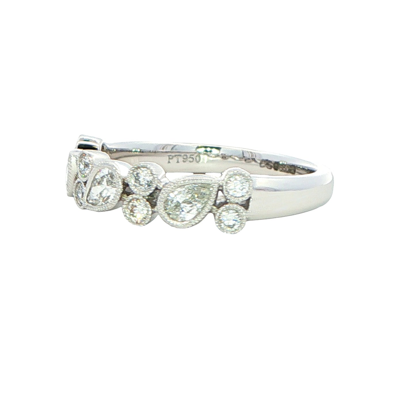 Pear and Round Brilliant Cut Diamond Eternity Ring - 0.48cts