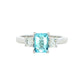 Octagonal Aquamarine and round brilliant cut diamond ring Gardiner Brothers