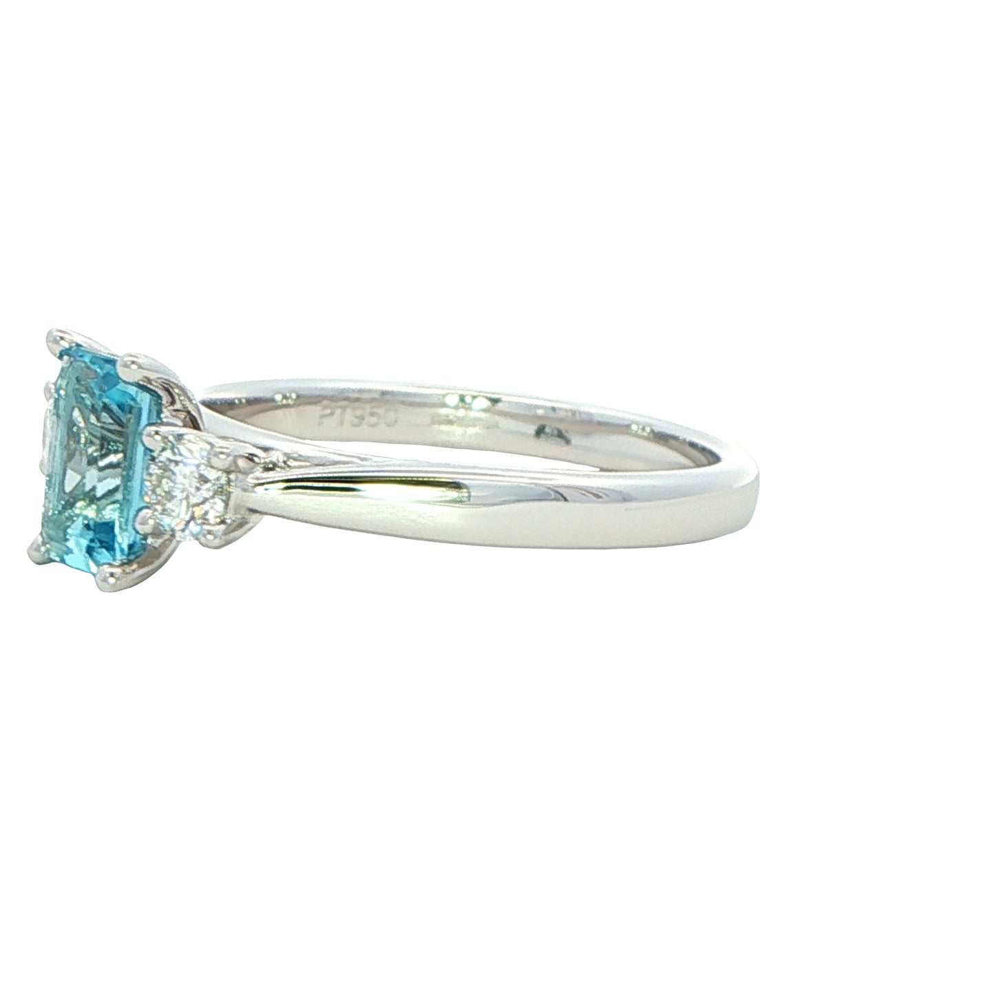 Octagonal Aquamarine and round brilliant cut diamond ring Gardiner Brothers
