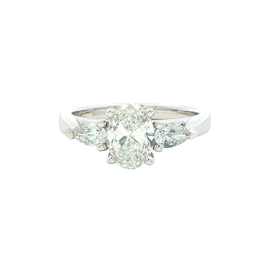 Oval and pear shaped diamond 3 stone ring - 1.30cts Gardiner Brothers