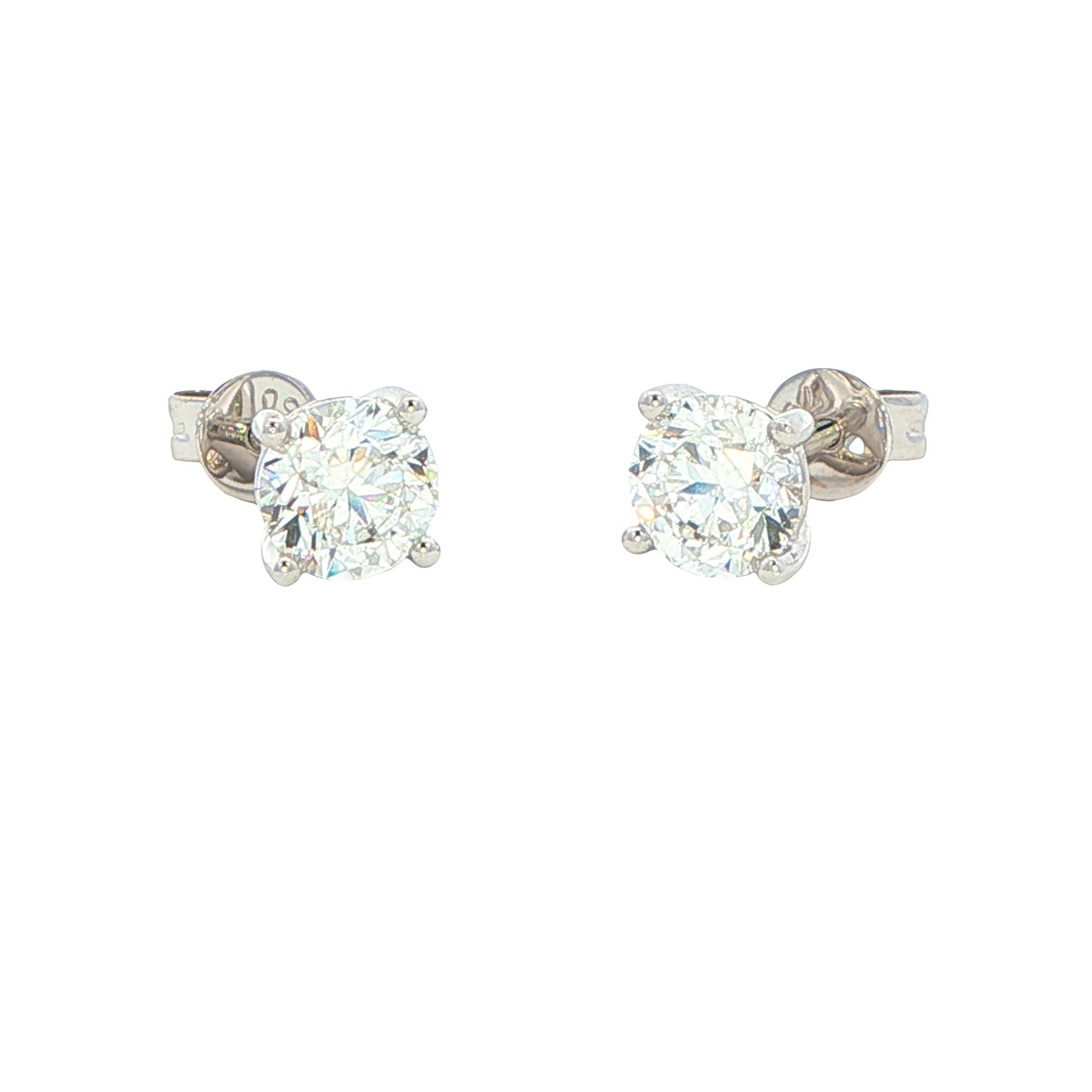 ROUND BRILLIANT CUT DIAMOND SOLITAIRE EARRINGS - 1.60cts