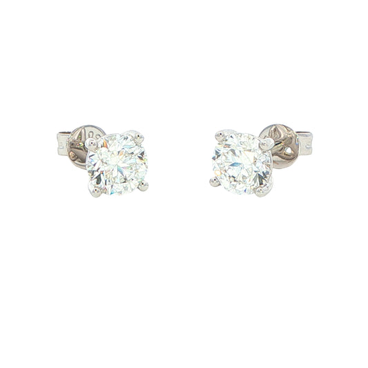 ROUND BRILLIANT CUT DIAMOND SOLITAIRE EARRINGS - 1.60cts