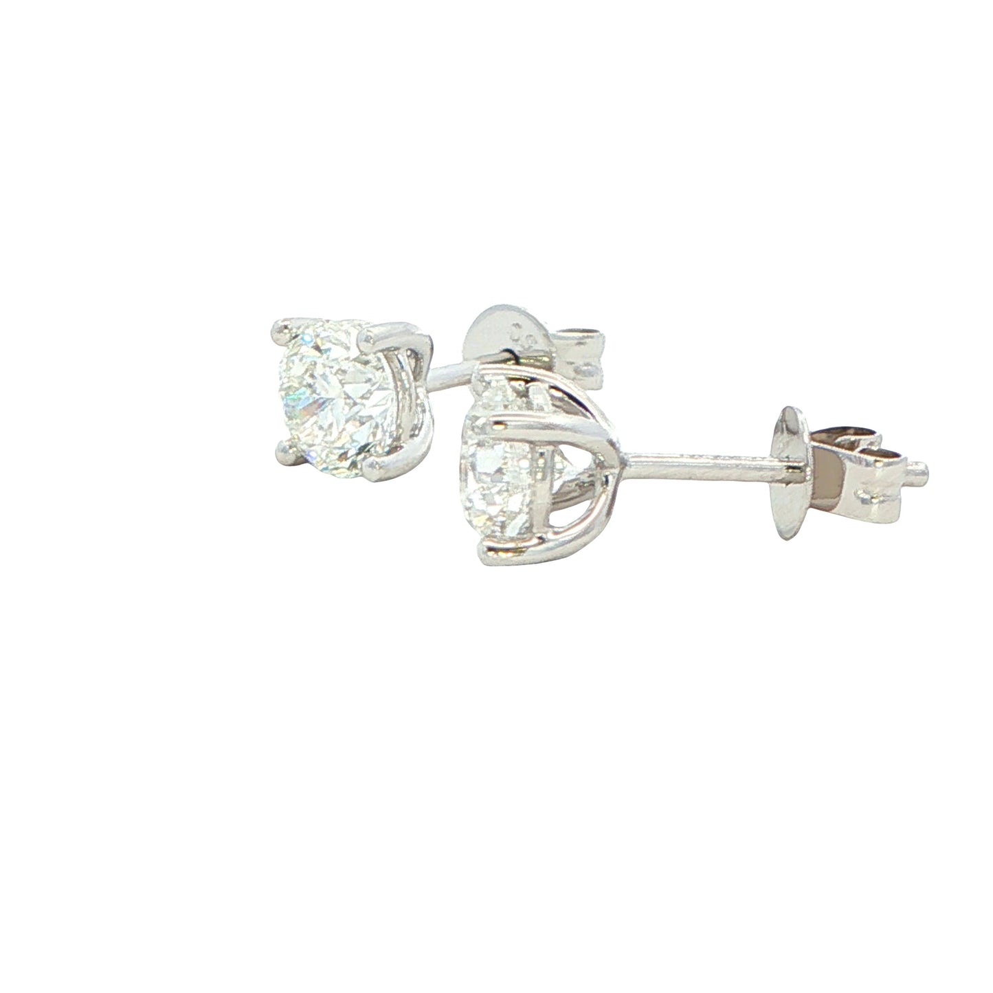 ROUND BRILLIANT CUT DIAMOND SOLITAIRE EARRINGS - 1.60cts