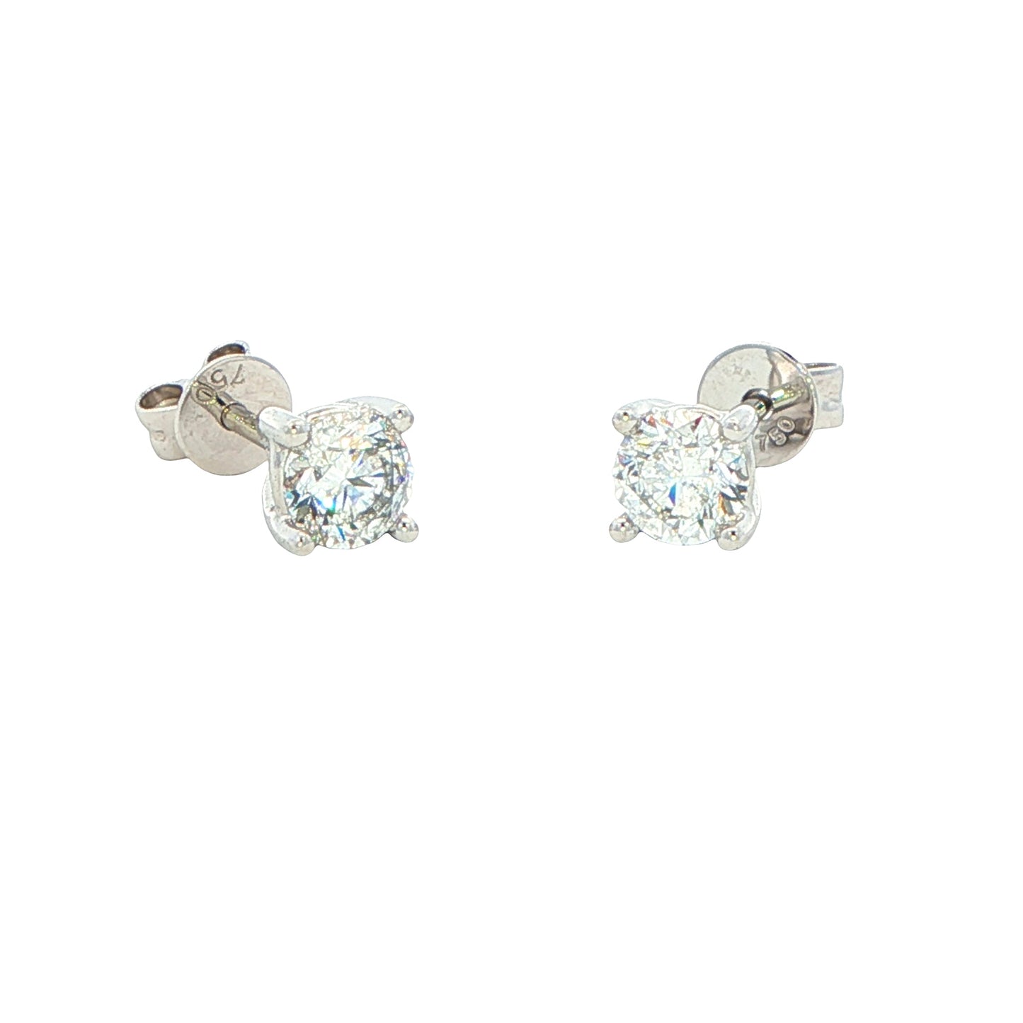 Round brilliant Cut Diamond Solitaire Earrings - 0.80cts