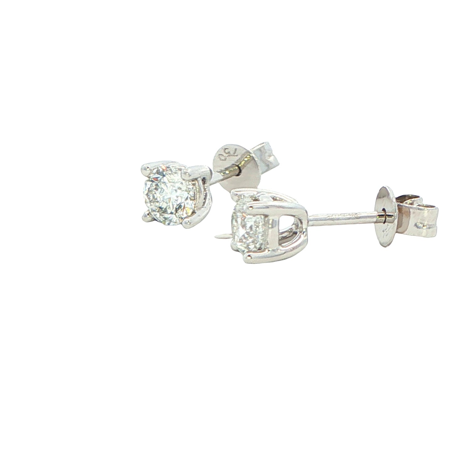 Round brilliant Cut Diamond Solitaire Earrings - 0.80cts
