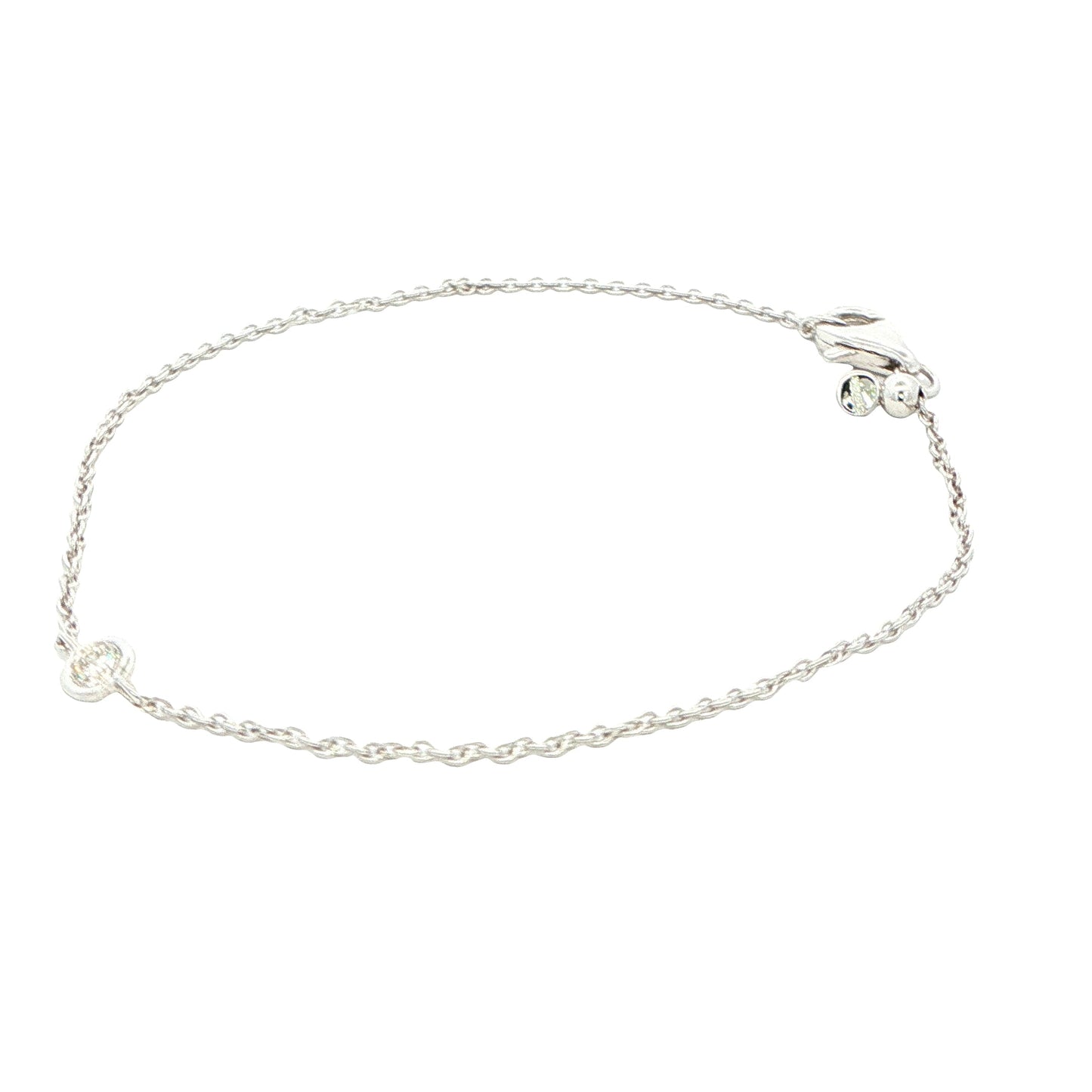 White gold single round brilliant cut diamond bracelet