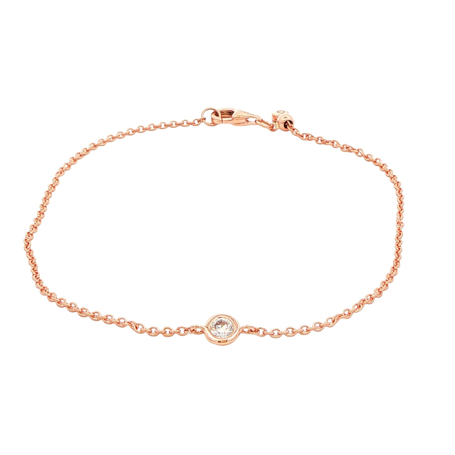 Rose Gold single round brilliant cut diamond bracelet