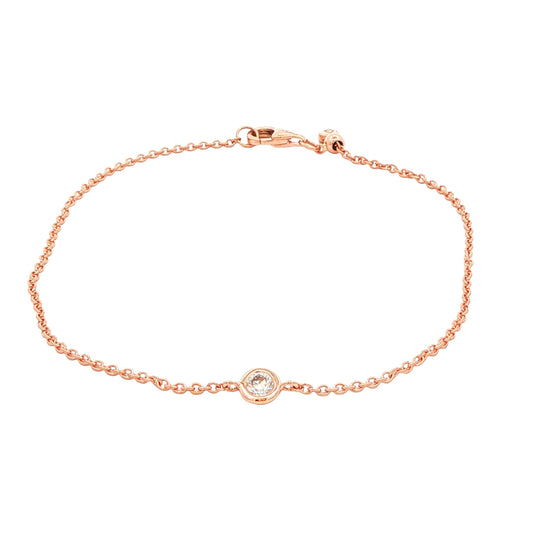 Rose Gold single round brilliant cut diamond bracelet