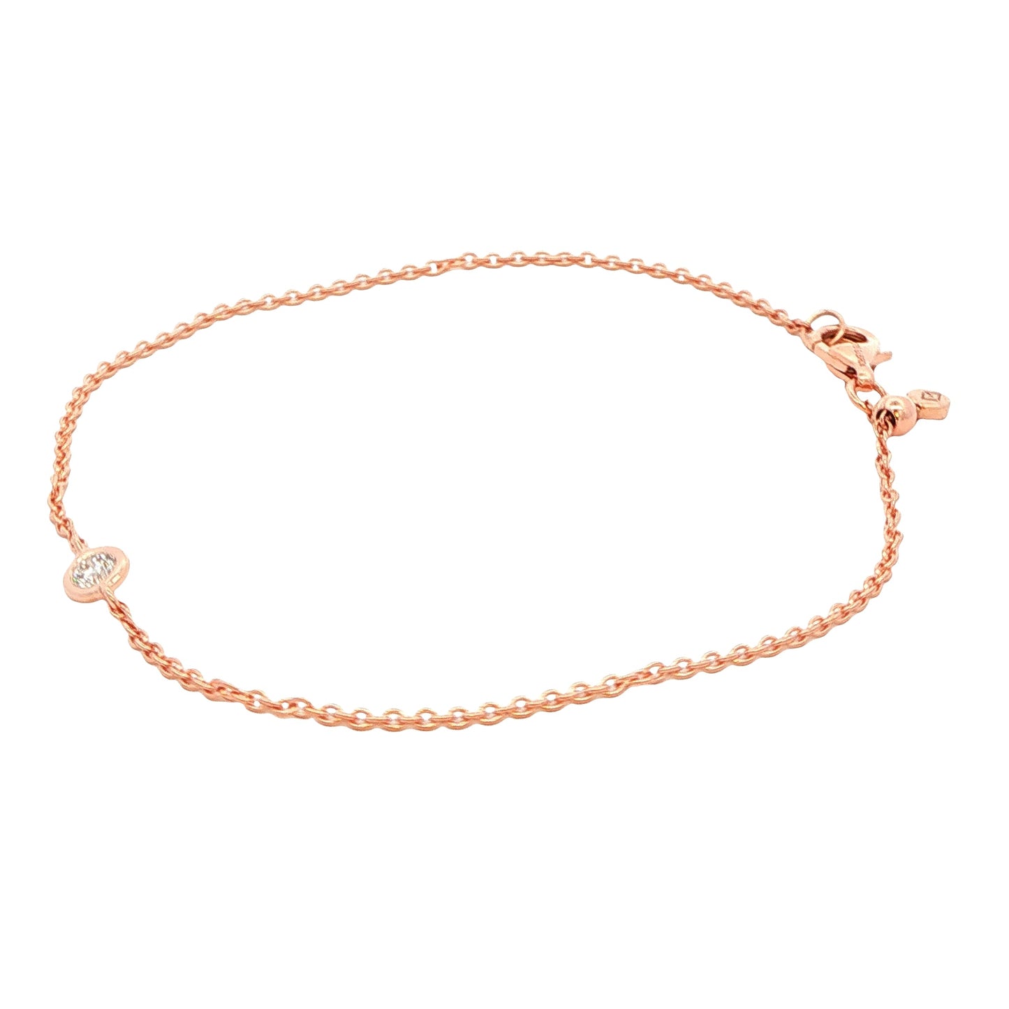 Rose Gold single round brilliant cut diamond bracelet