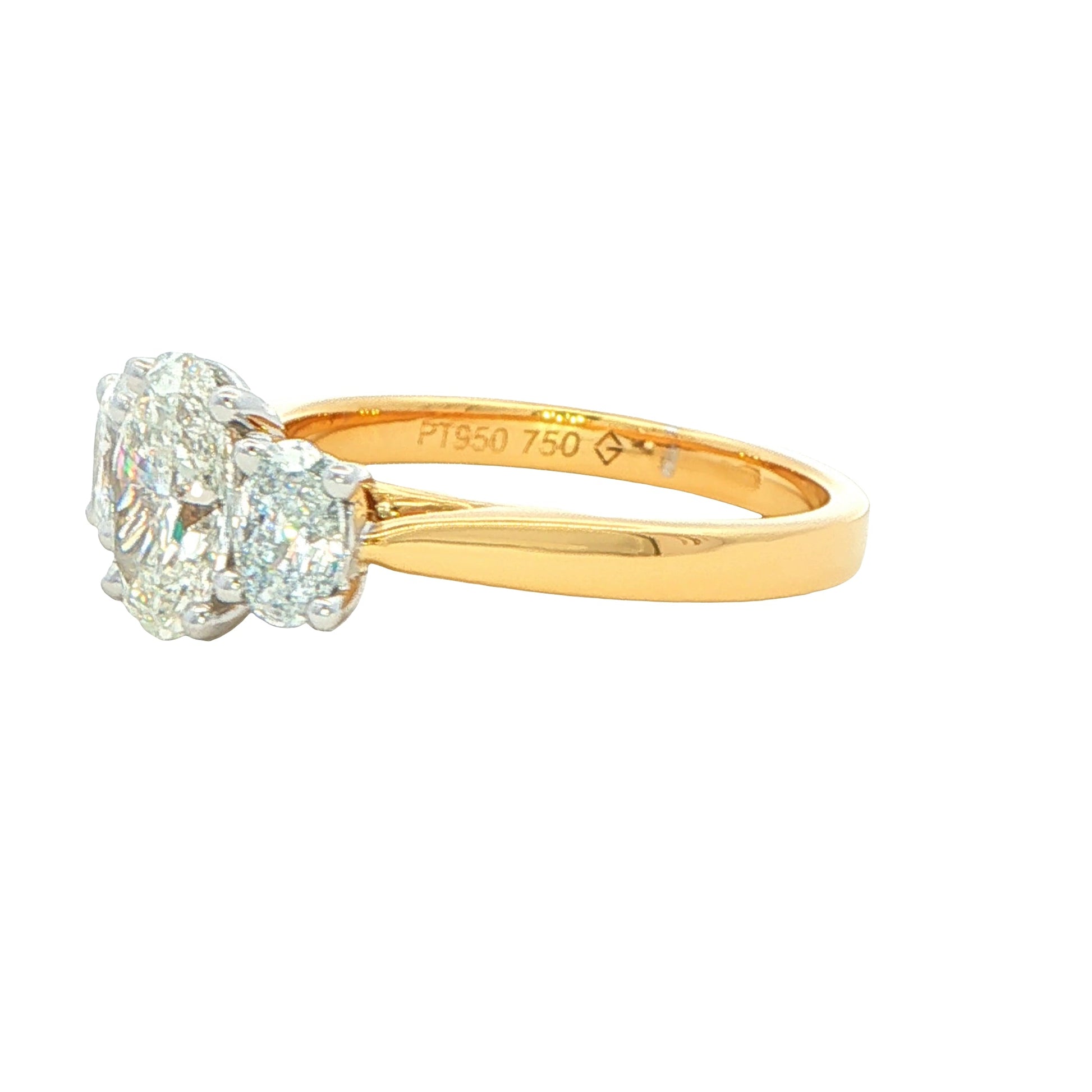 Lab Grown oval shaped diamond 3 stone ring - 1.86cts Gardiner Brothers