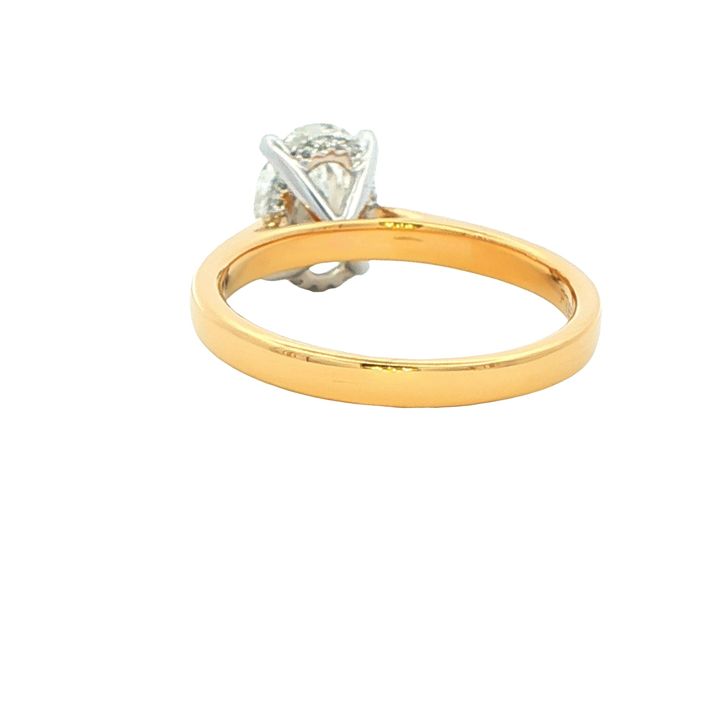 Lab grown Oval Shaped Diamond Solitaire Ring with a hidden halo - 1.59cts