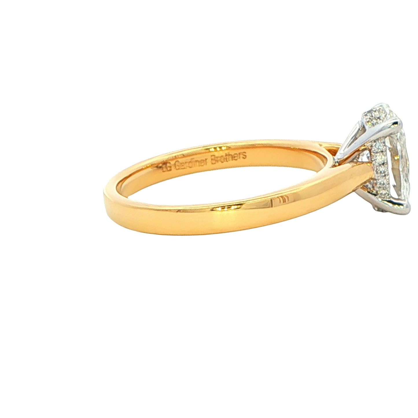 Lab grown Oval Shaped Diamond Solitaire Ring with a hidden halo - 1.59cts