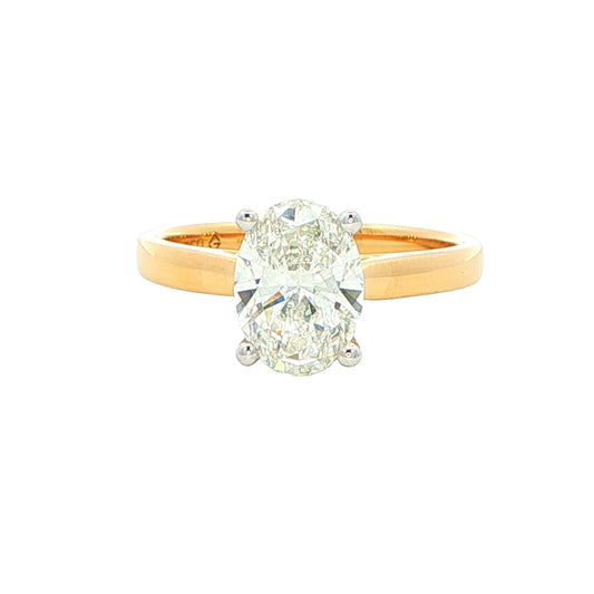 Lab grown Oval Shaped Diamond Solitaire Ring with a hidden halo - 1.59cts Gardiner Brothers