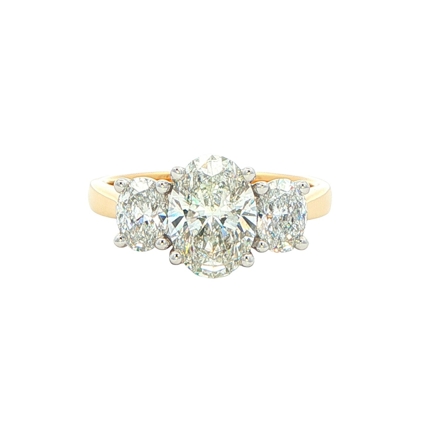 Lab Grown oval shaped diamond 3 stone ring - 2.37cts
