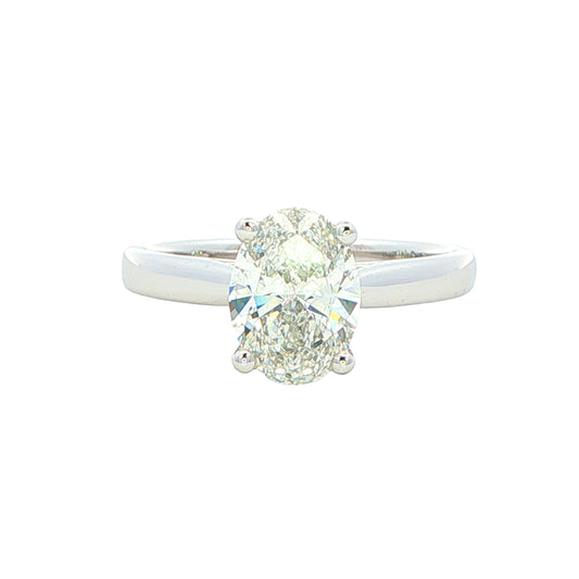 Lab Grown oval shaped diamond solitaire ring with a hidden halo - 1.58cts