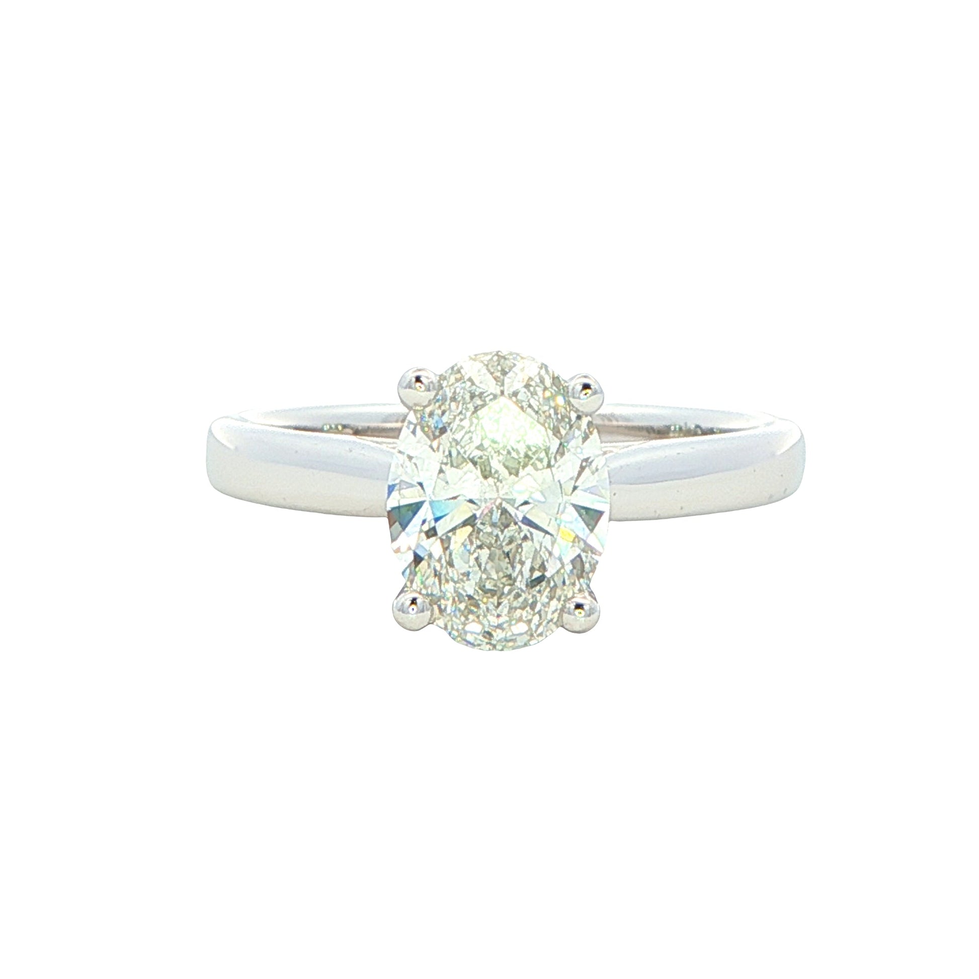 Lab Grown oval shaped diamond solitaire ring with a hidden halo - 1.58cts Gardiner Brothers