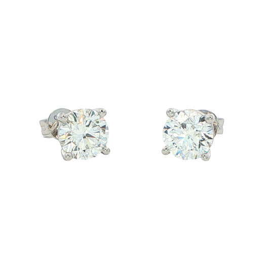 Lab Grown Round Brilliant Cut Diamond Solitaire Earrings - 2.02cts