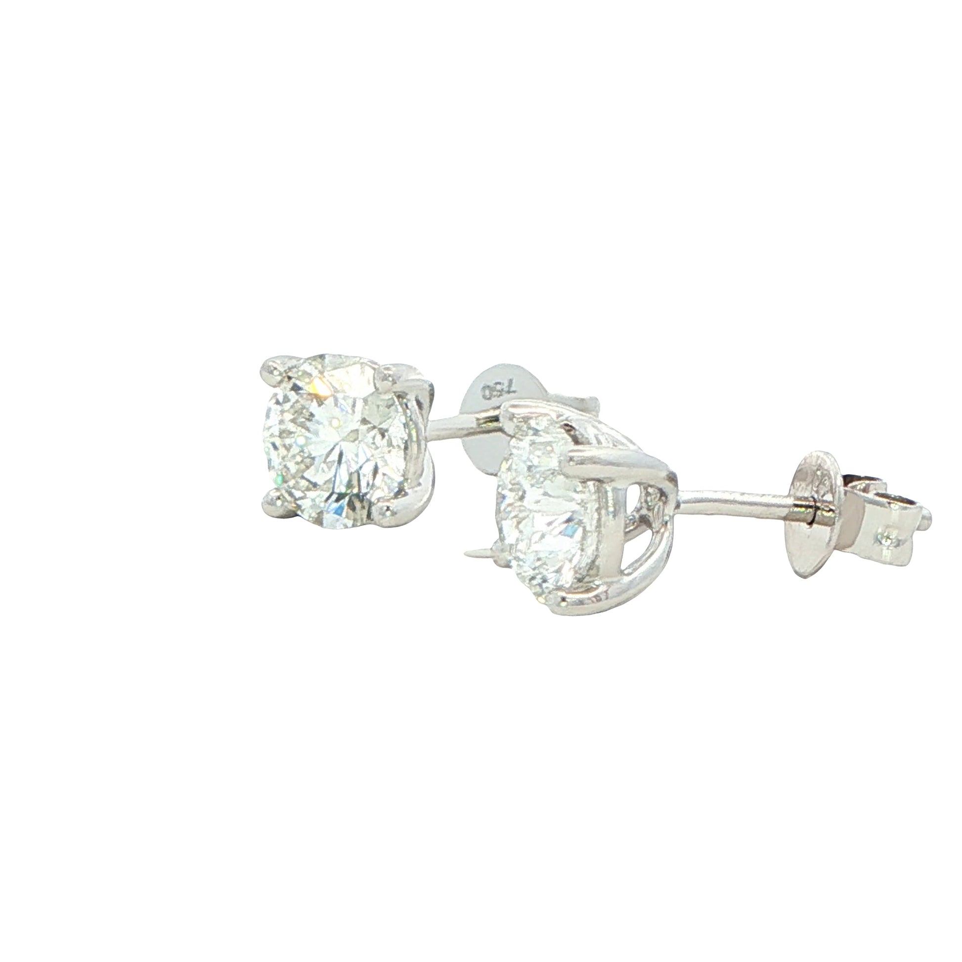 Lab Grown Round Brilliant Cut Diamond Solitaire Earrings - 2.02cts Gardiner Brothers