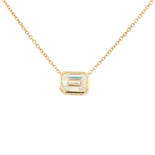 Lab Grown Emerald Cut Diamond Solitaire Necklet - 1.52cts