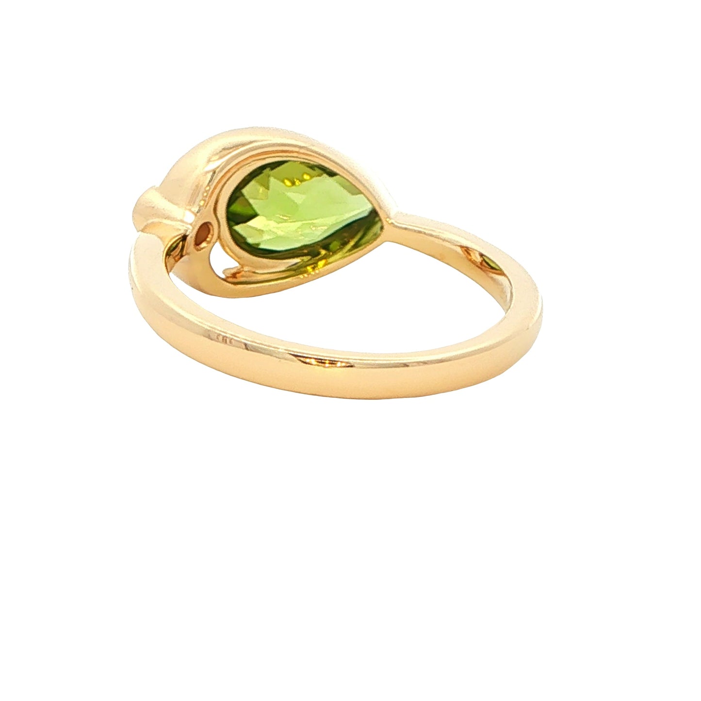 Pear shaped Peridot and round brilliant cut diamond dress ring Gardiner Brothers