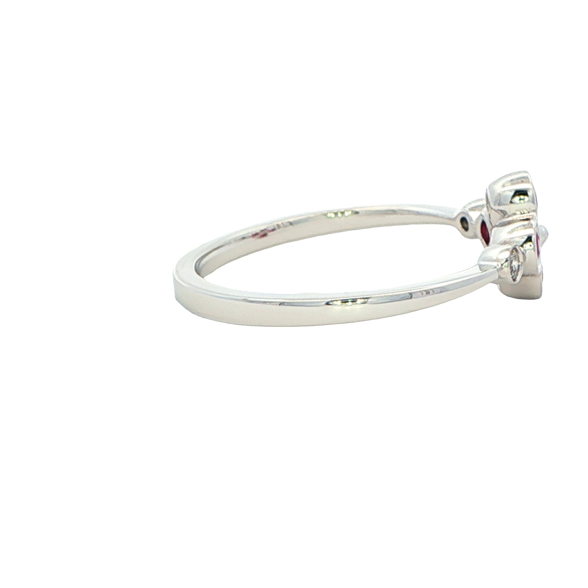 Ruby and round brilliant cut diamond flower style ring Gardiner Brothers