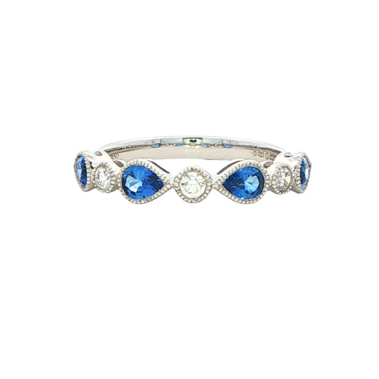 Sapphire and Diamond Vintage Style Eternity Ring