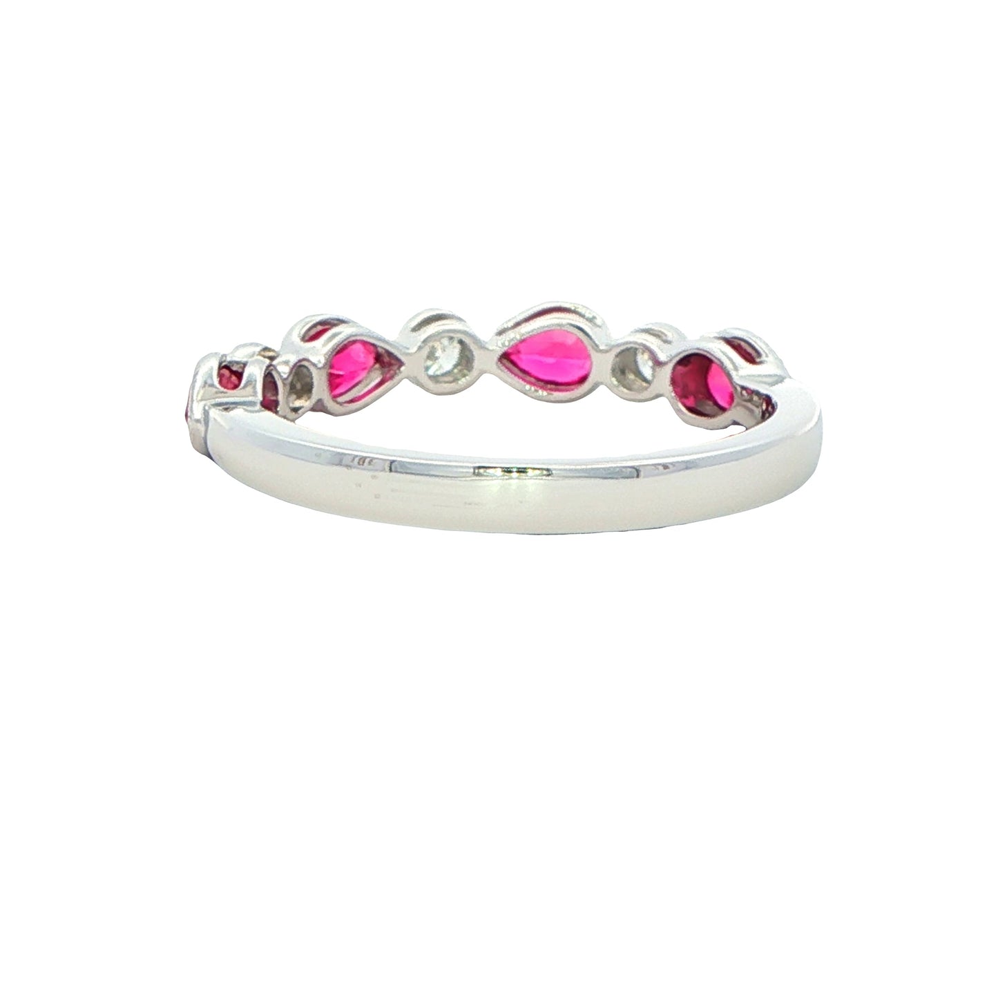 Pear Shaped Ruby and round brilliant cut diamond ring