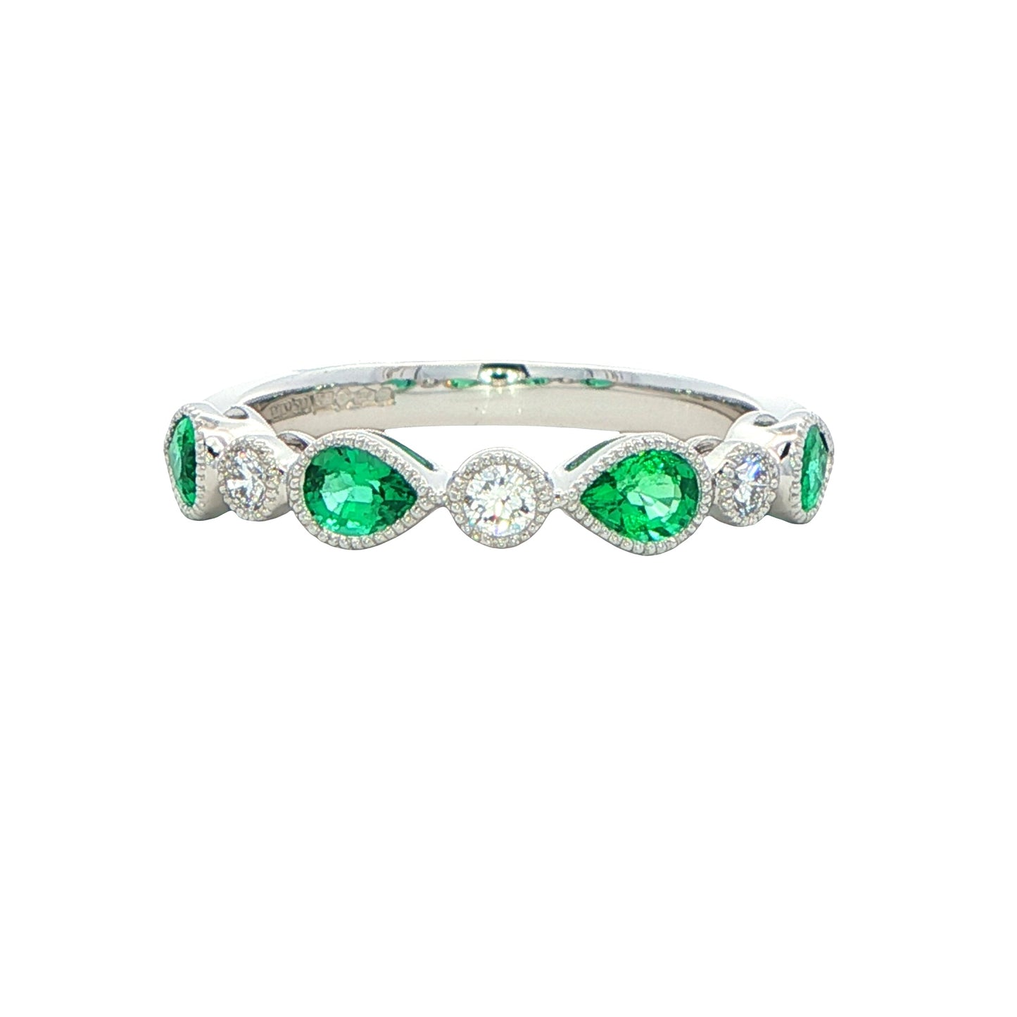 Emerald and Diamond Vintage Style Eternity Ring