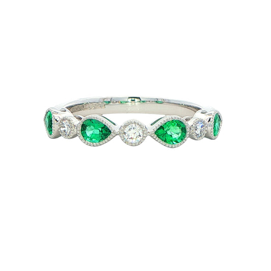 Emerald and Diamond Vintage Style Eternity Ring Gardiner Brothers