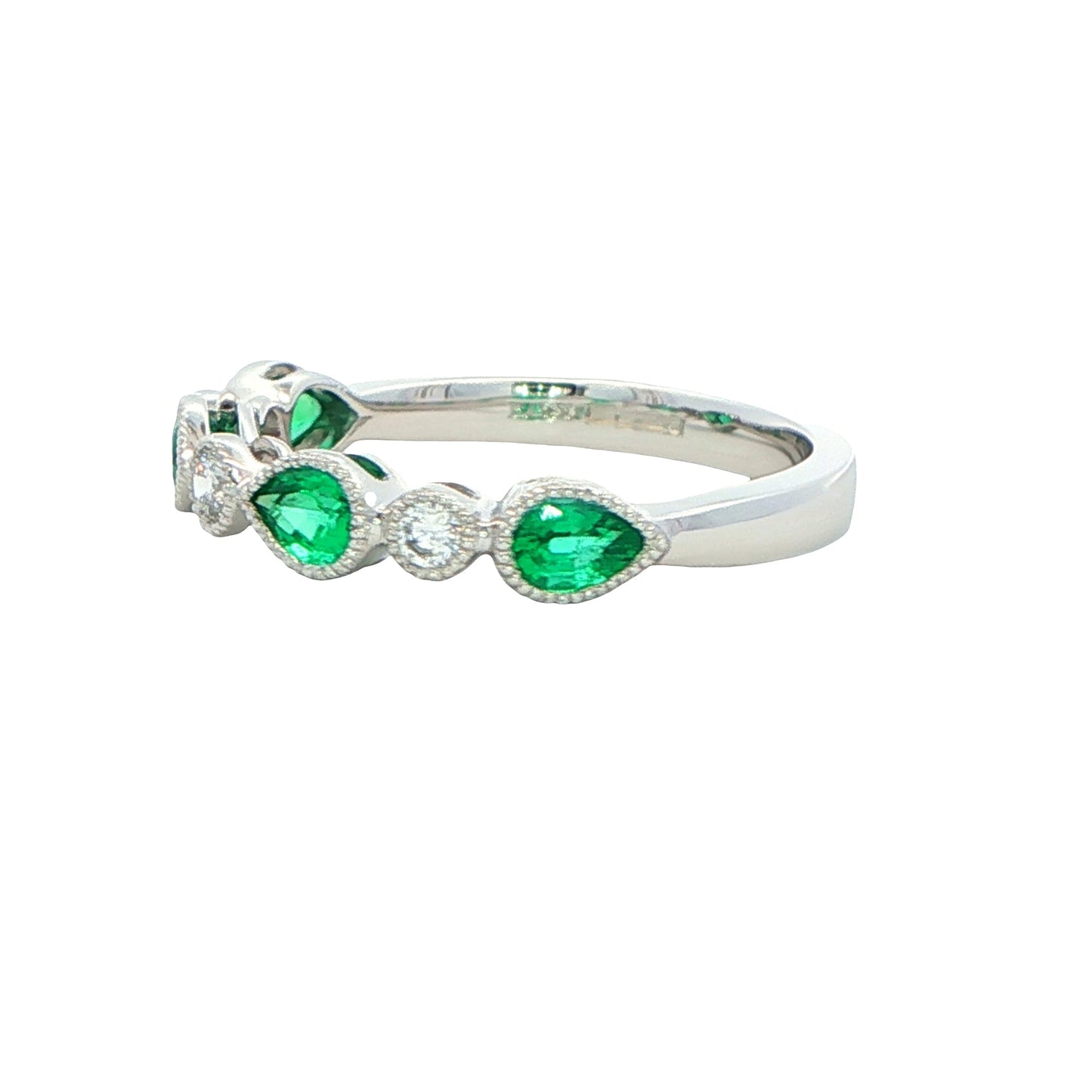 Emerald and Diamond Vintage Style Eternity Ring