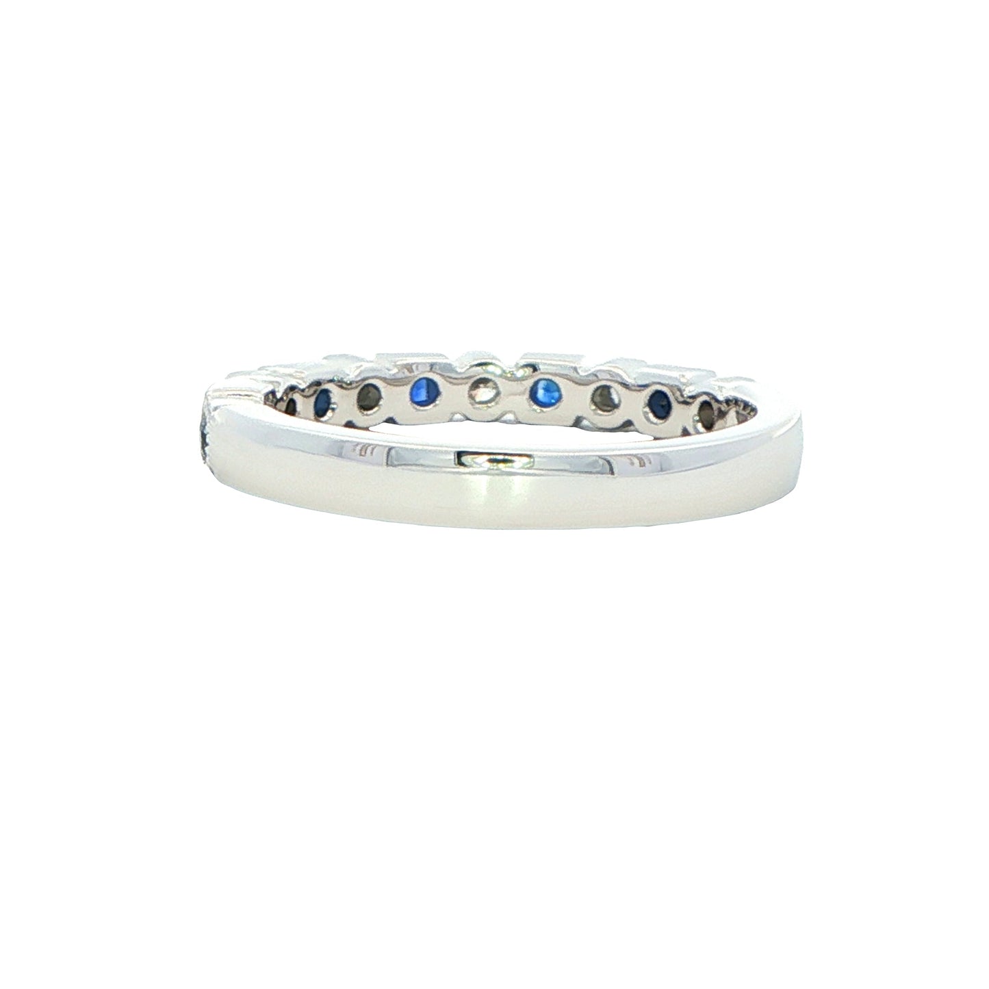Square Sapphire and round brillinnt cut diamond eternity style ring