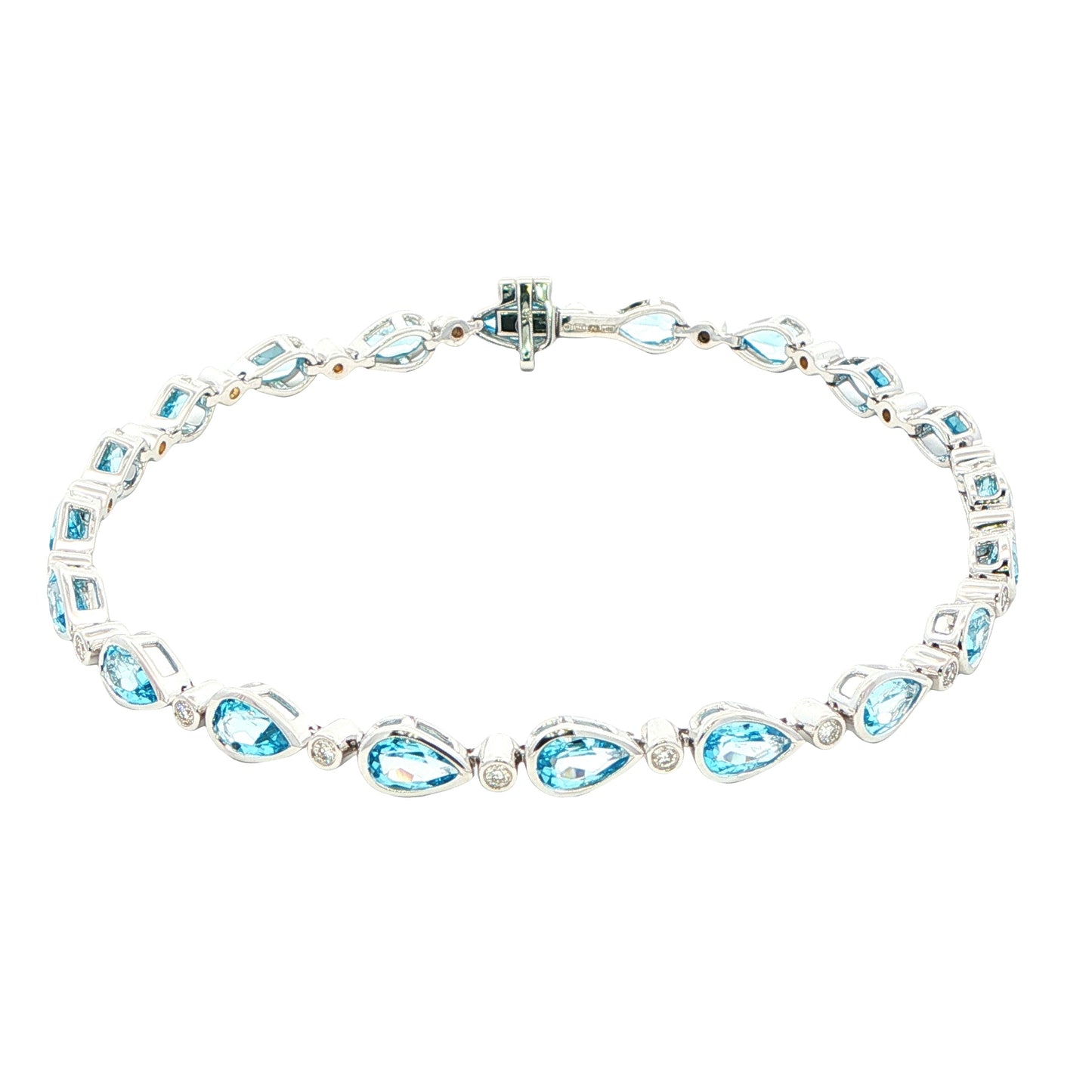 Pear Shaped Topaz and round brilliant cut diamond bracelet