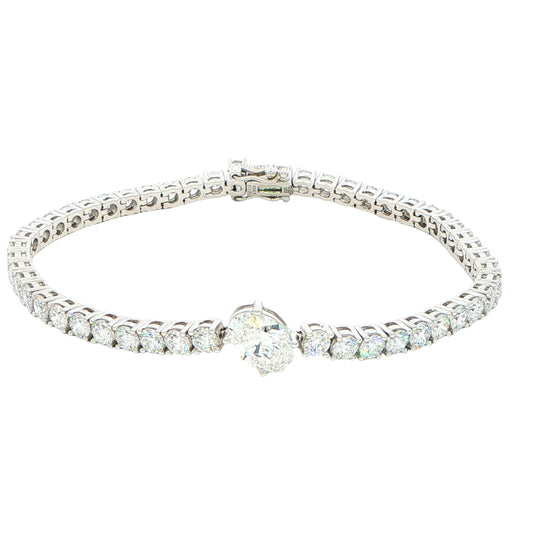 Lab Grown Oval and round brilliant cut diamond tennis bracelet - 8.00cts Gardiner Brothers