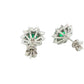 Oval shaped emerald and round brilliant cut diamond cluster style earrings Gardiner Brothers