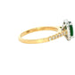 Tsavorite Garnet and round brilliant cut diamond halo cluster ring Gardiner Brothers