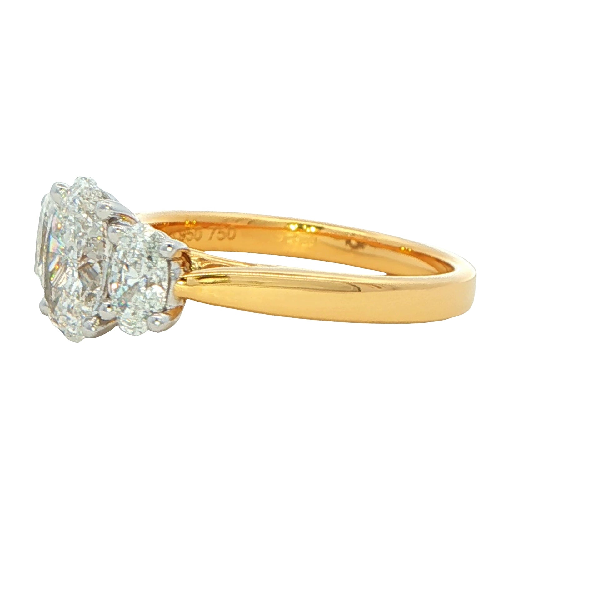 Yellow Gold Oval shaped diamond 3 stone ring - 1.80cts Gardiner Brothers