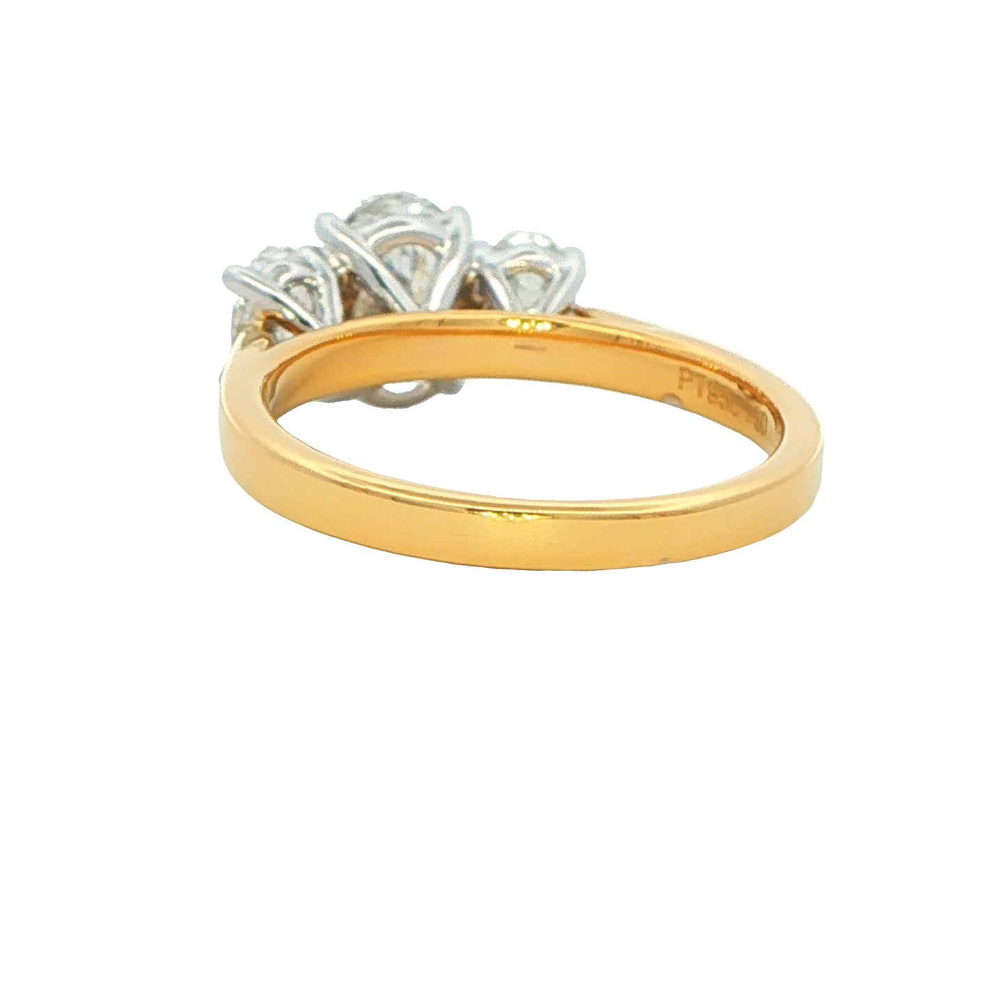 Yellow Gold Oval shaped diamond 3 stone ring - 1.80cts Gardiner Brothers