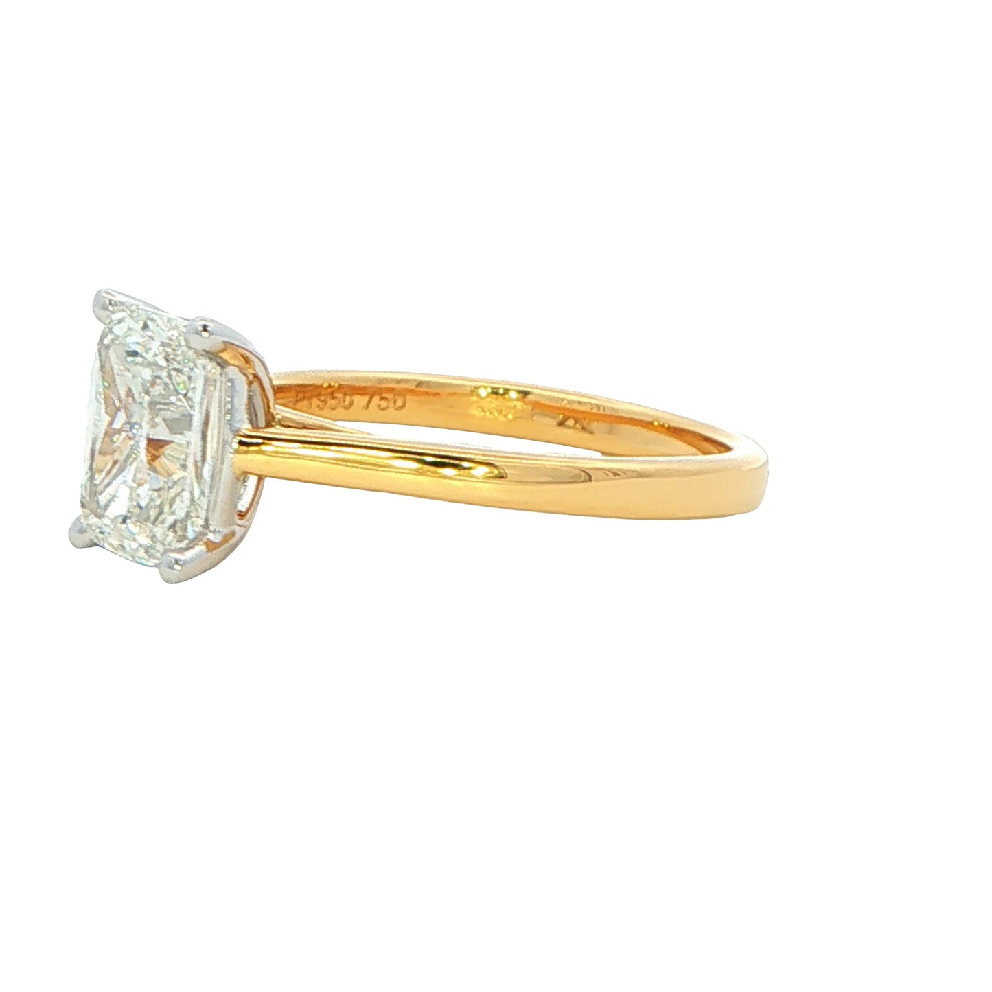 Yellow Gold Elongated Cushion shaped diamond solitaire ring - 2.02cts Gardiner Brothers