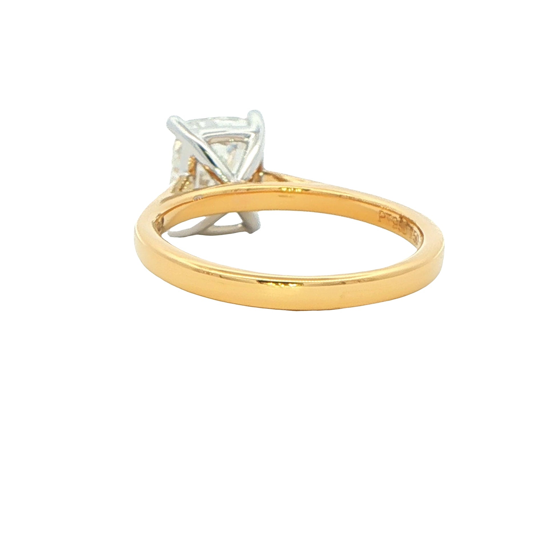 Yellow Gold Elongated Cushion shaped diamond solitaire ring - 2.02cts Gardiner Brothers