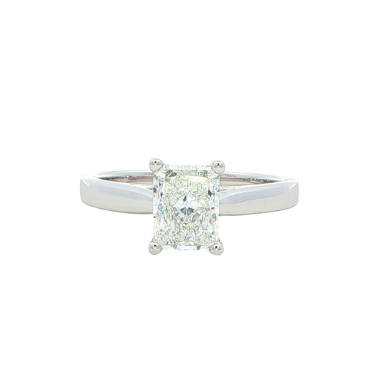 Platinum Radiant cut diamond solitaire ring - 1.20cts Gardiner Brothers