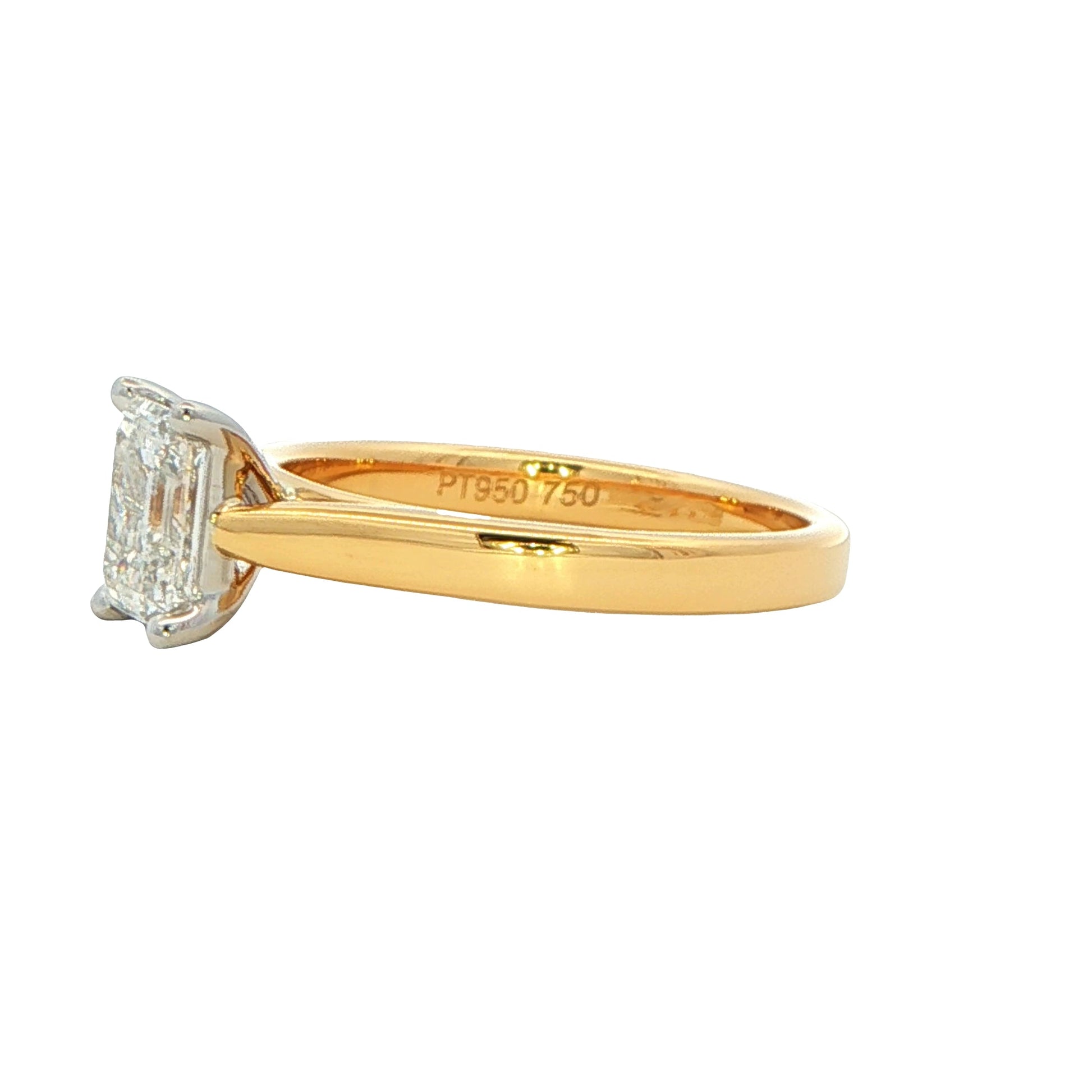 Yellow Gold Emerald cut diamond solitaire ring - 0.90cts Gardiner Brothers
