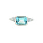 Octagonal shaped Aquamarine Ring with diamond set shoulders Gardiner Brothers