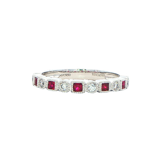 Square Ruby and Diamond Vintage Style Eternity Ring Gardiner Brothers