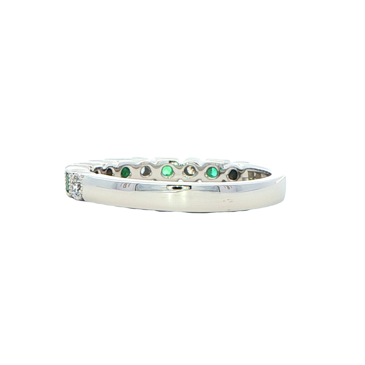 Square Emerald and Diamond Vintage Style Eternity Ring Gardiner Brothers
