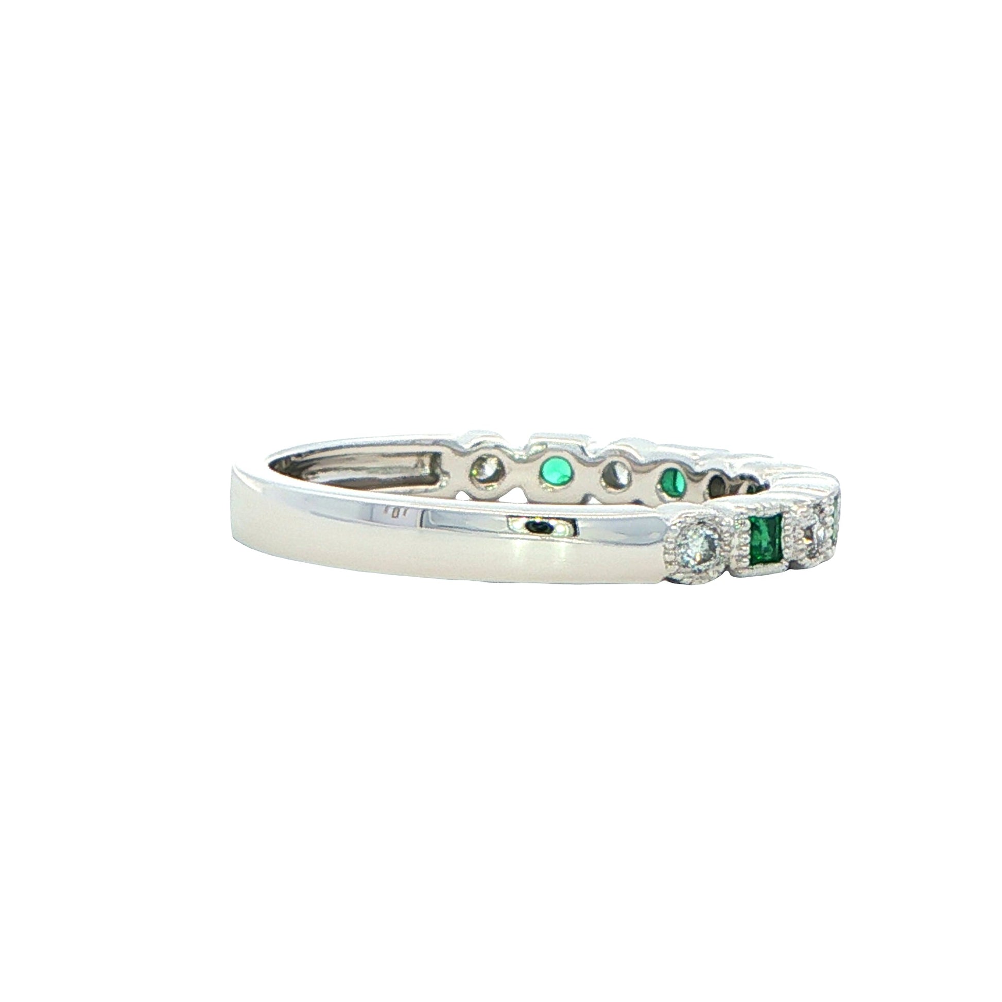 Square Emerald and Diamond Vintage Style Eternity Ring Gardiner Brothers