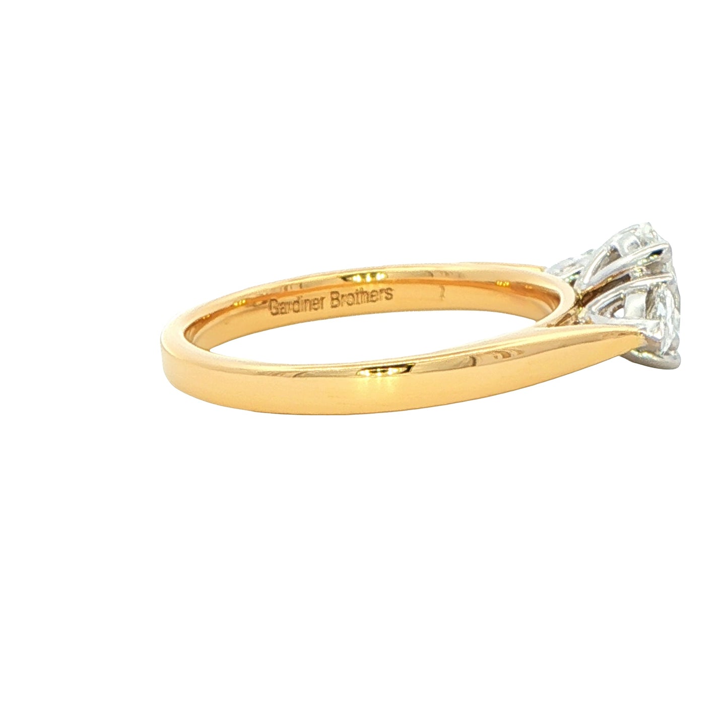 Yellow Gold Oval and pear shaped diamond 3 stone ring - 1.09cts Gardiner Brothers
