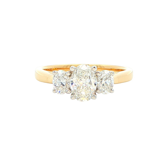 Yellow Gold Oval shaped diamond 3 stone ring - 1.14cts Gardiner Brothers